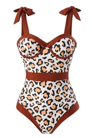sexy leopard print underwired padded sling tight one-piece swimsuit
