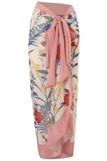 sexy floral printing chiffon lace-up wrap beach cover-up skirt