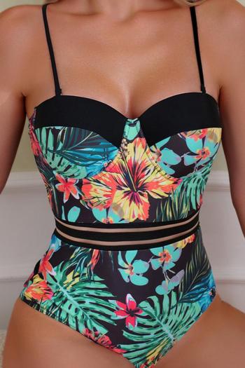 sexy floral printing non-removable padding underwire sling one-piece swimsuit