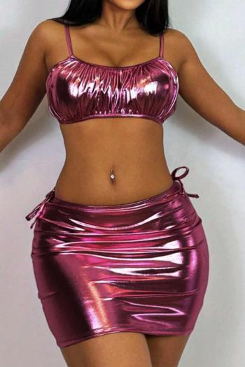 sexy holographic padded backless sling three-piece swimsuit