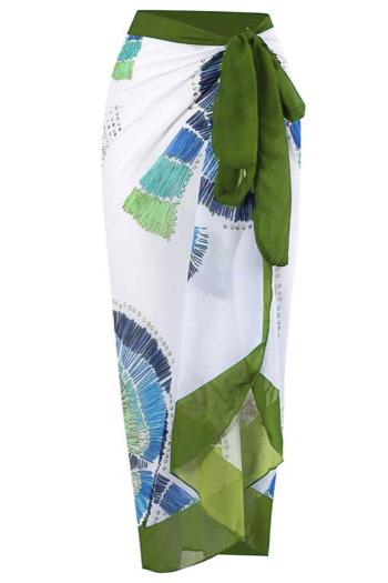 sexy graphic printing chiffon beach cover-up wrap skirt