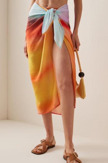 sexy gradient color tie dye beach cover-up skirt