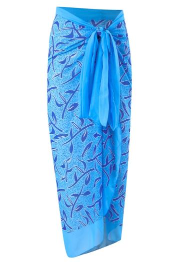 sexy graphic printed chiffon beach cover-up wrap skirt