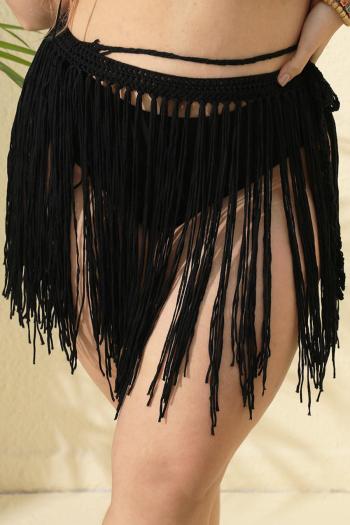 sexy see through knitted tassel beach cover-up mini skirt(without panty)