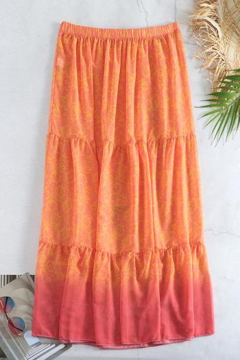 sexy gradient color floral printing chiffon beach skirt cover-up