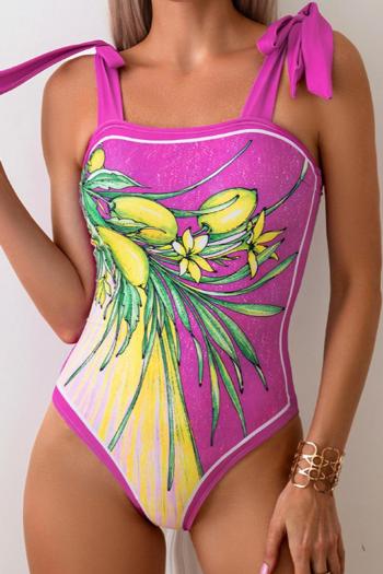 matching swimwear sexy flower printing padded tie-shoulder one-piece swimsuit