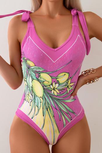 matching swimwear sexy flower printing padded v-neck one-piece swimsuit