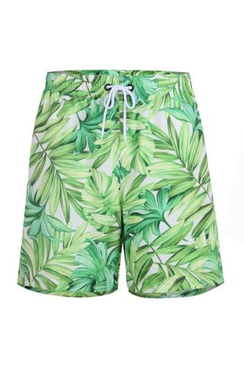 family couple style men plus size leaf print casual beach shorts with lined