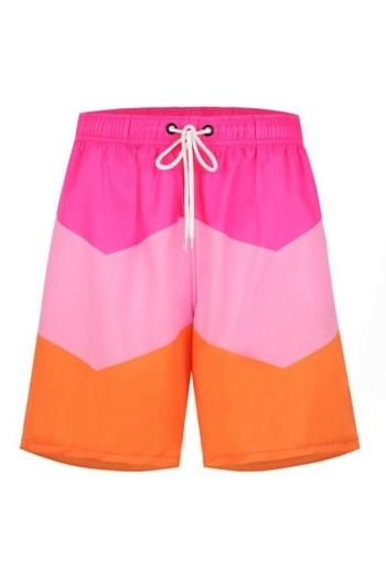 family couple style men plus size color-block stripe beach shorts with lined