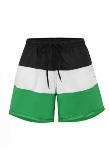 family couple style boy stripe color-block casual beach shorts with lined
