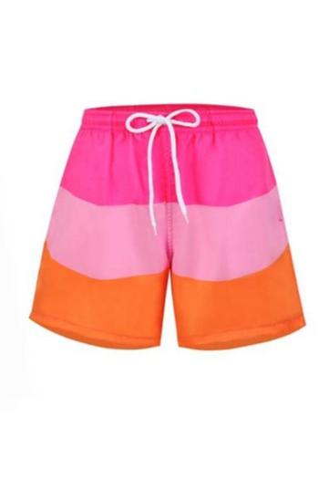 family couple style boy color-block stripe casual beach shorts with lined
