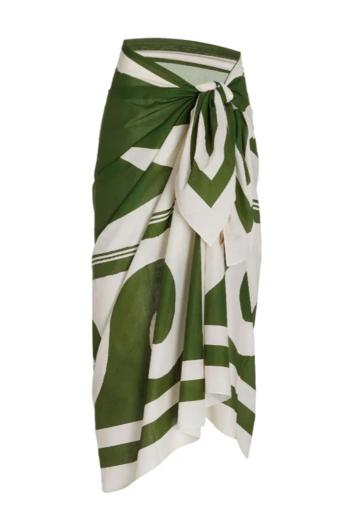 sexy chiffon graphic printing beach cover-up skirt
