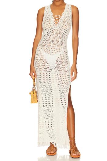 sexy stretch colors knitted hollowbeach midi dress cover-up(only cover-up)