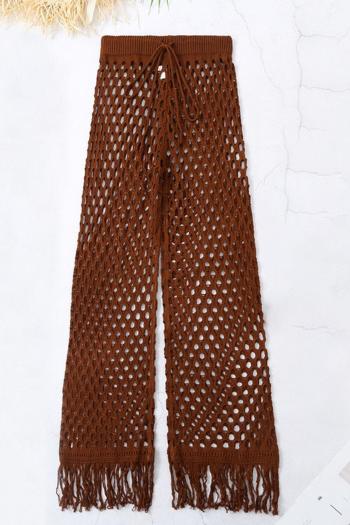 sexy hollow out knitted tassel beach cover-up pants