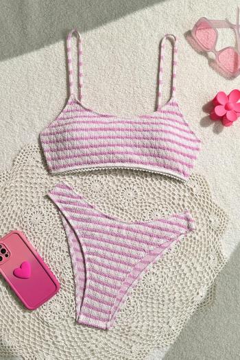sexy textured striped padded backless sling tankini set