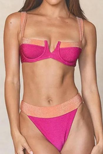 sexy color-block padded underwire adjustable straps bikini set