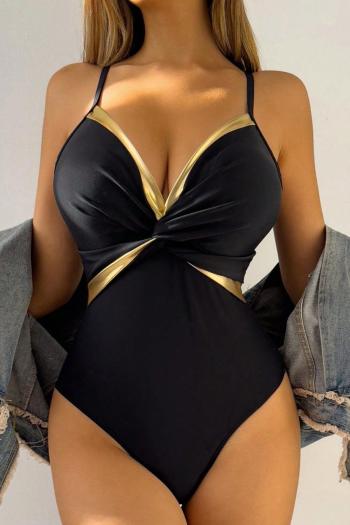 sexy color-block padded kink backless adjustable straps one-piece swimsuit