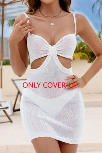 sexy stretch sling hollow slim solid beach mini dress cover-up size run small