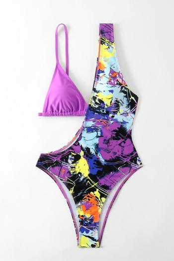 sexy graphic printing padded hollow out adjustable straps one-piece swimsuit