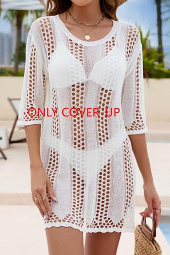 sexy slight stretch crew neck loose hollow mini dress cover-up size run small