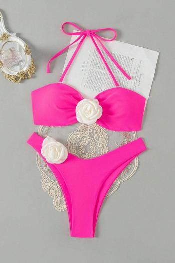 sexy 3 colors 3d flower padded removable straps bikini set
