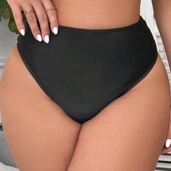 new plus-size black slight stretch beach hollow bikini briefs