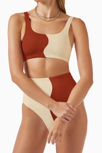 new padded patchwork high waist suspenders tankini set