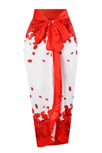 sexy floral printing chiffon lace-up beach cover-up skirt