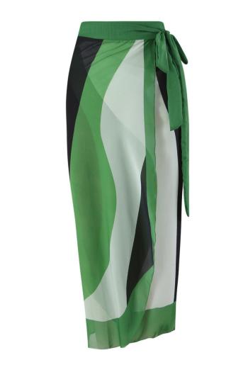 sexy colorblock lace-up wrap skirt beach cover-up