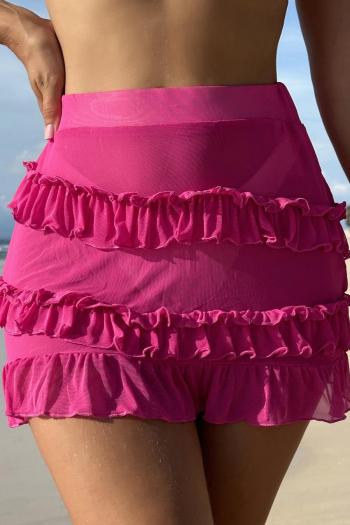 sexy slight stretch solid color mesh see-through slim skirt