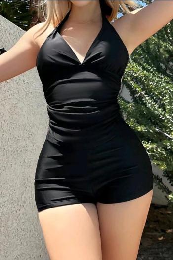 sexy 3 colors padded halter-neck high waist tankini set