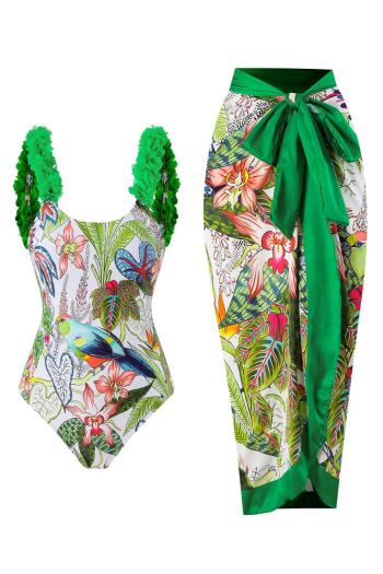 new padded flowers animal fixed printing backless one-piece swimsuit sets