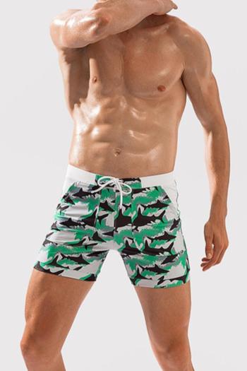 men plus size graphic printing tie-waist with lined beach shorts