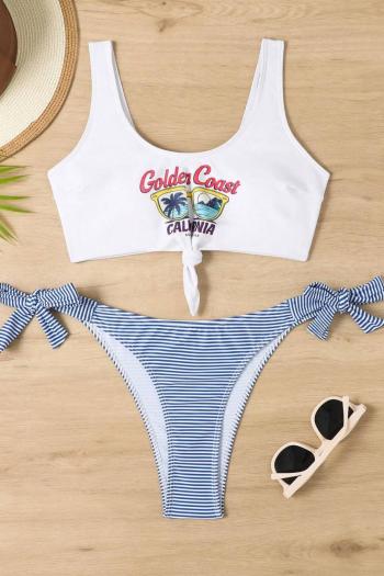 New stylish padded character fixed print lace-up tankini sets