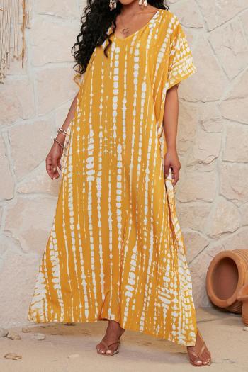 new stylish slight stretch smudge spots contrast color loose bikini cover-up #2
