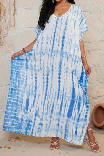 new stylish slight stretch smudge spots contrast color loose bikini cover-up #3