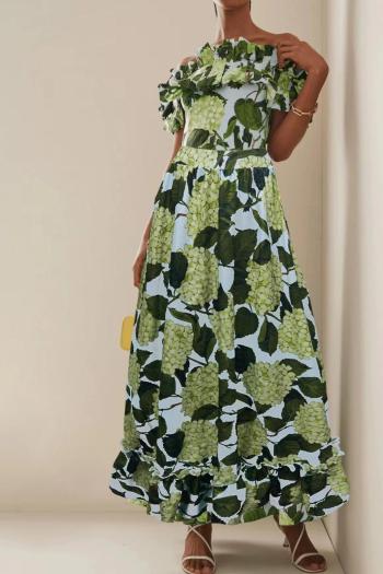 new padded flower batch printing ruffle one-piece swimsuit one size cover-up set