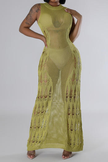 sexy plus size slight stretch cut out knitted maxi dress cover-up(no underwear)