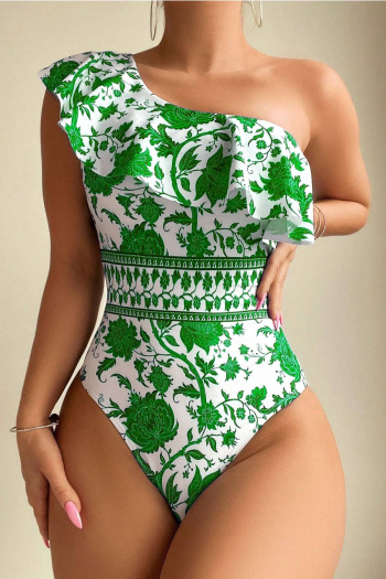 s-xl stylish 5-color patchwork padded flowers fixed printing one-piece swimsuit
