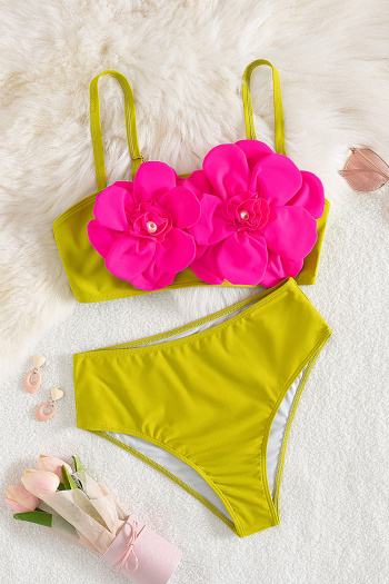 sexy 3d flower decor padded high waist tankini set