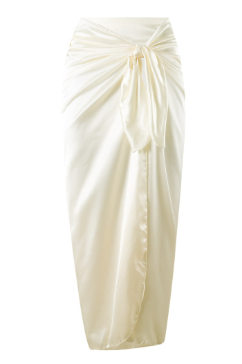 stylish slight stretch satin lace-up one size cover-up