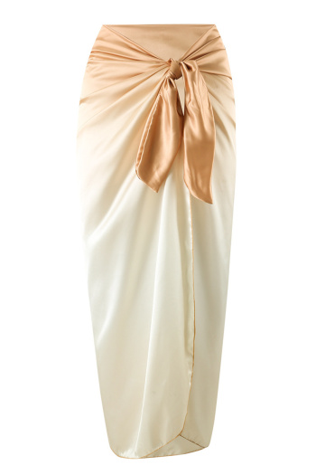 stylish slight stretch gradient color satin lace-up one size cover-up