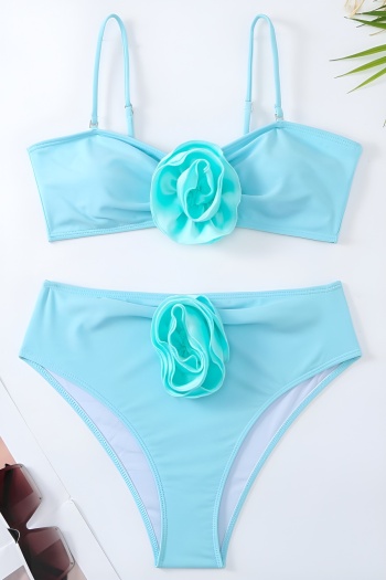sexy chic 3d flower decor padded high waist bikini set