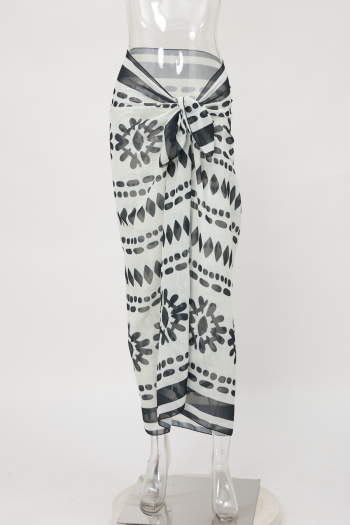 new slight stretch geometric printing chiffon one size cover-up