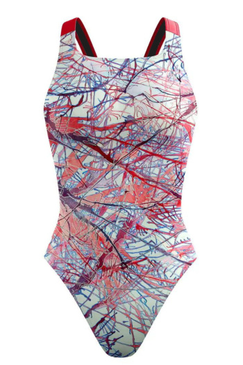 personality contrast patchwork stripes printing padded one-piece swimsuit