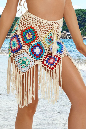 new sexy crochet cotton 3-color tassels hollow one size skirts cover-up