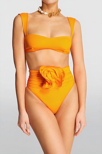 sexy 5 colors 3d flower decor padded high waist tankini set