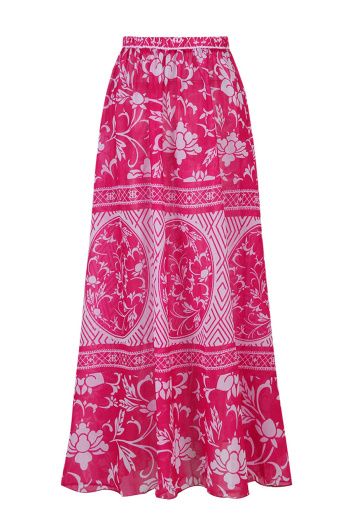 retro allover print beach maxi skirt cover-up