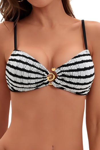 xs-l sexy textured striped padded spiral ring linked bikini top