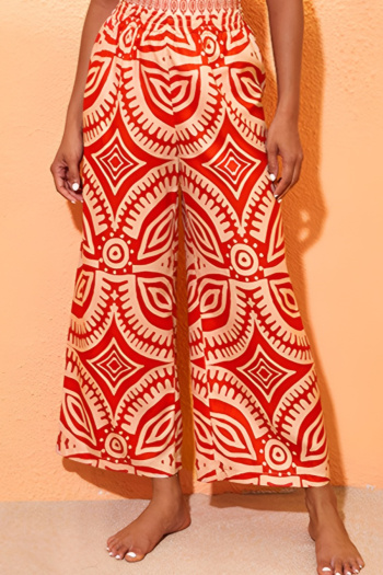 bohemian style slight stretch fixed printing high-waist one size cover-up